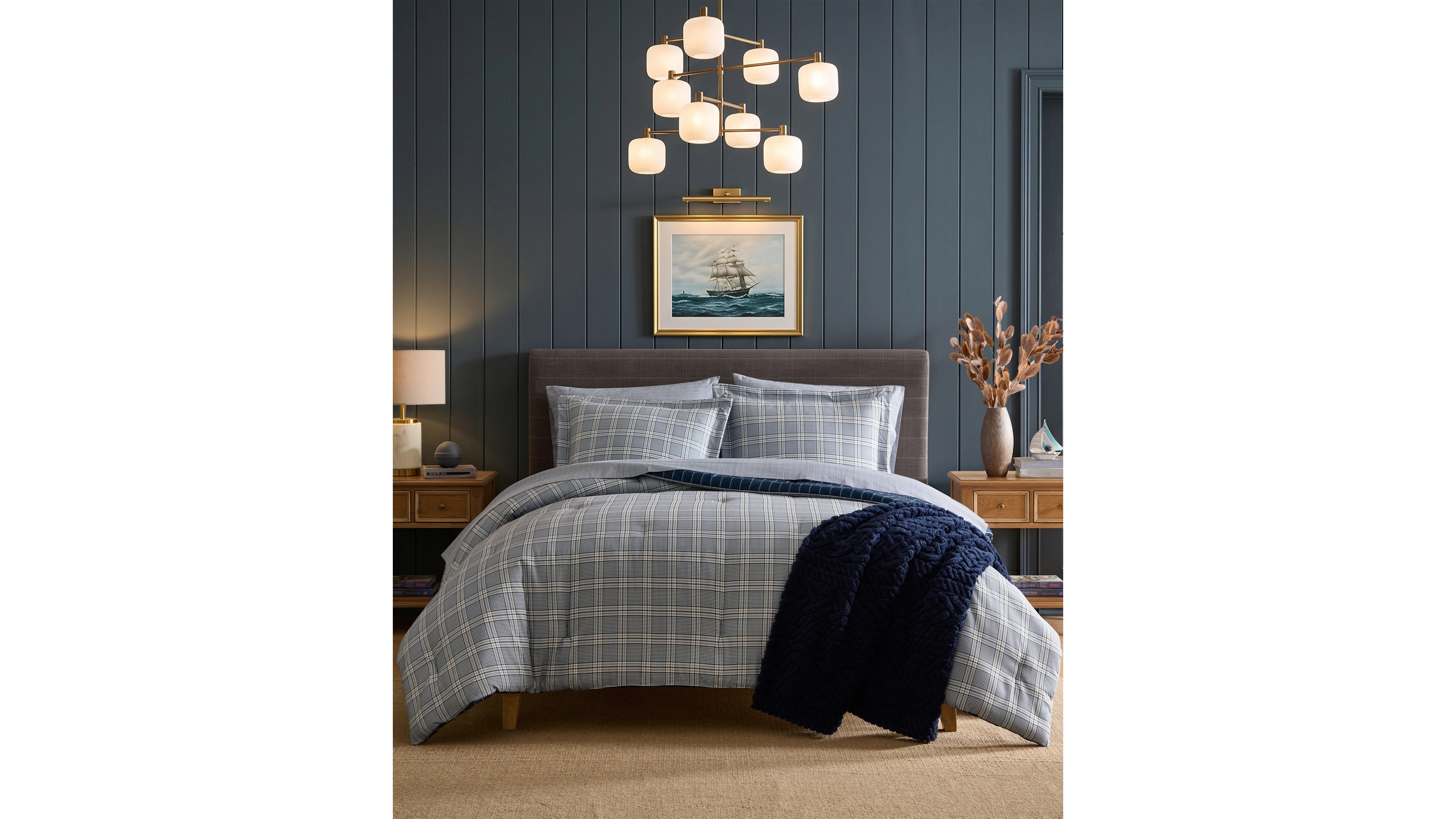 Nautica Declan Plaid Microfiber 3-Piece Comforter Set, King