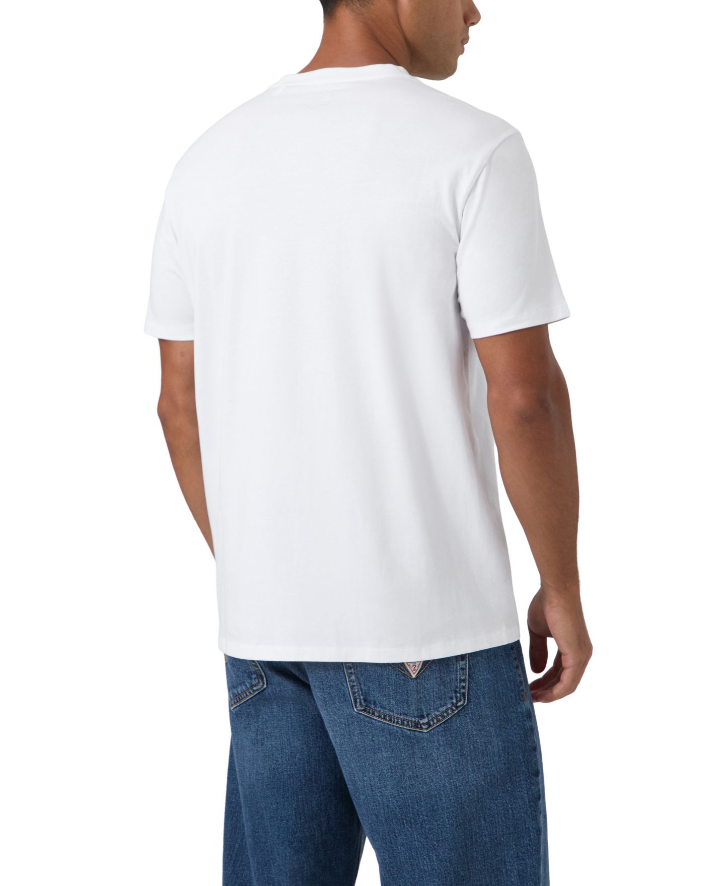 Мужская футболка GUESS Glitch Logo Regular-Fit Crewneck, цвет: Чистый белый разноцветный — фото 4