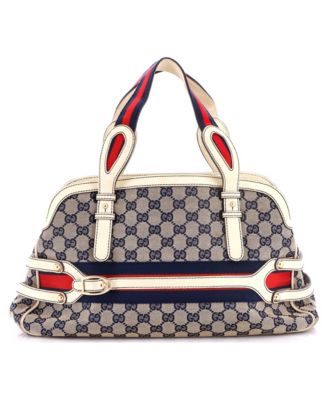 XL Vintage Web Bowler Bag GG Canvas with Leather
