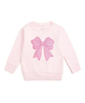 Toddler Girls' 2T-5T Sequin Bow Patch Crewneck Long-Sleeve Sweatshirt