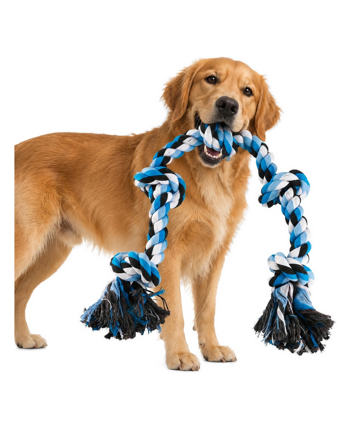 Magicorange Heavy Duty Dog Rope Toy with 5 Knots for Large Medium Aggressive Chewers - Blue