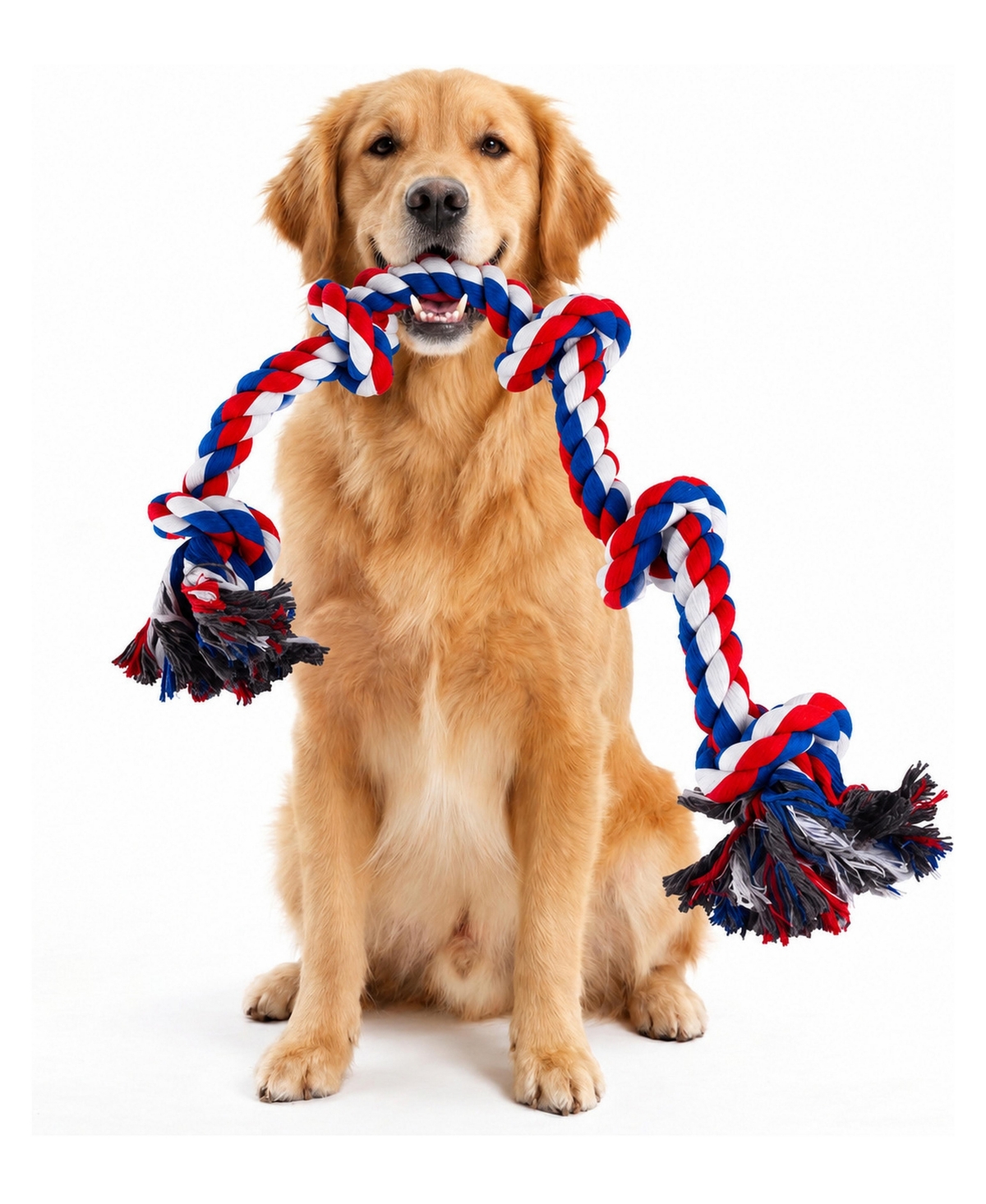 Magicorange Heavy Duty Dog Rope Toy with 5 Knots for Large Medium Aggressive Chewers - Red