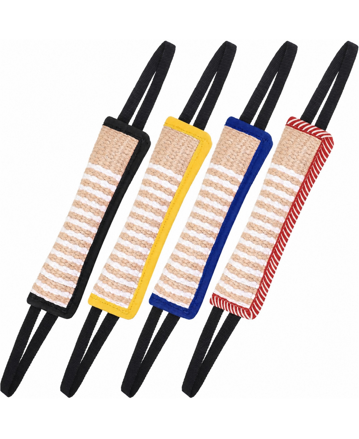 Magicorange Jute Dog Tug Rope Toy 4 Pack Interactive Tug of War Handles - Dark color