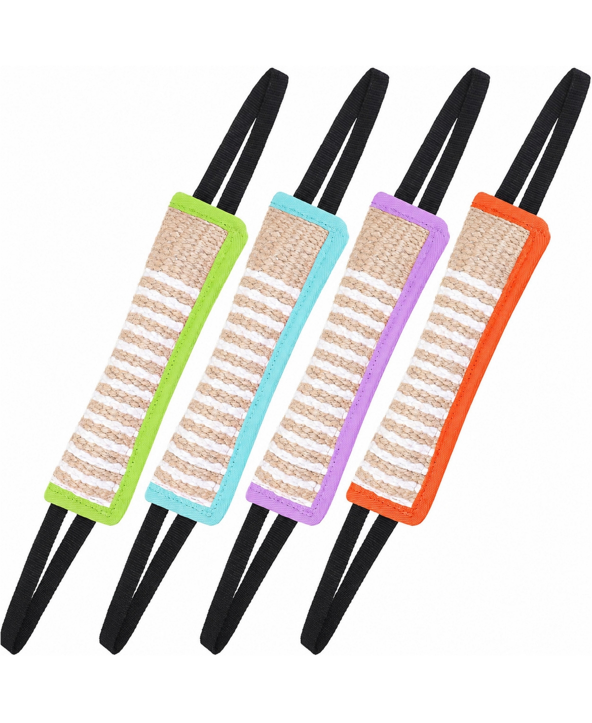 Magicorange Jute Dog Tug Rope Toy 4 Pack Interactive Tug of War Handles - Pastel