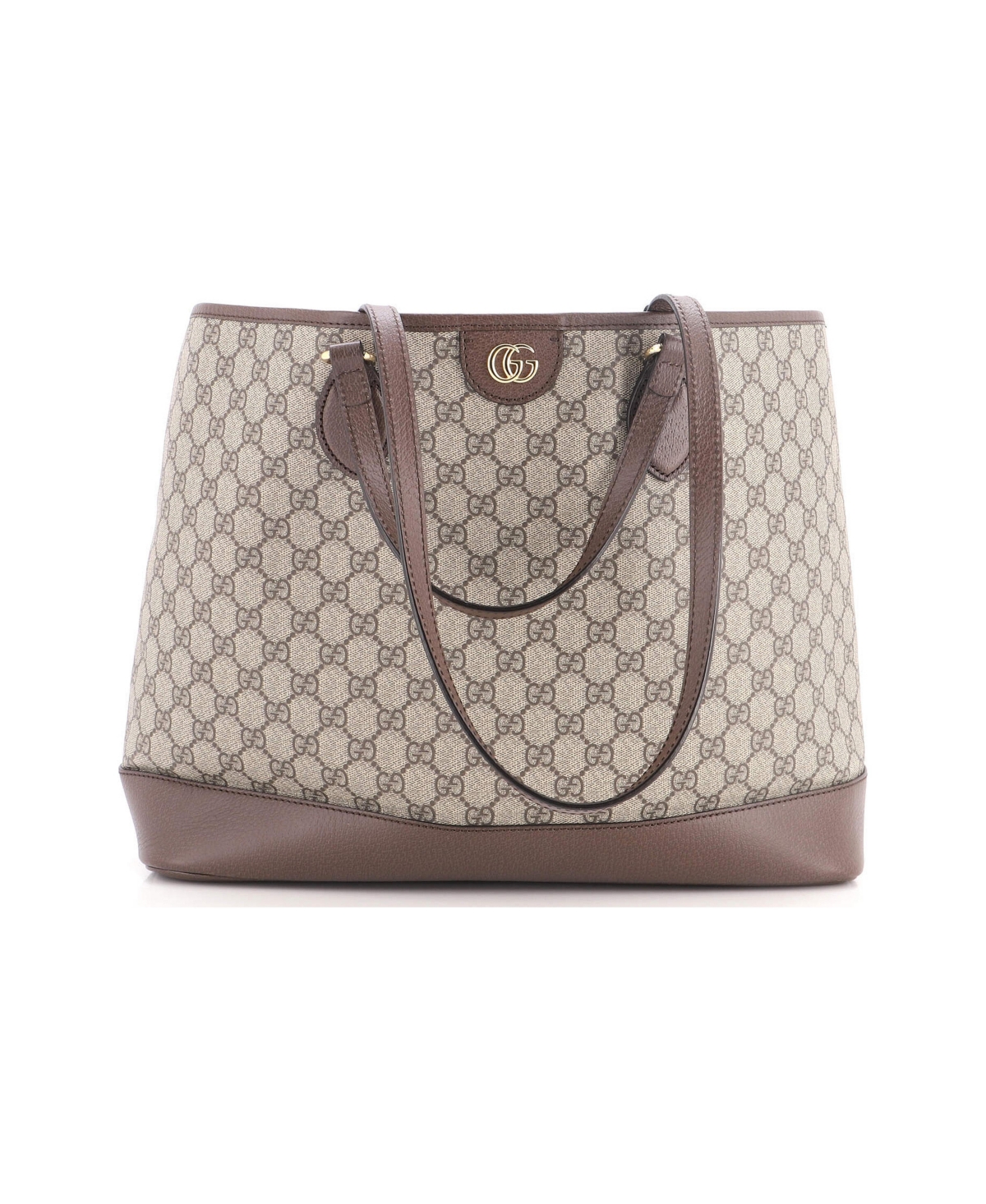 Pre-Owned Gucci Medium Ophidia Top Handle Shopping Tote Gg Coated Canvas and Leather - Brown