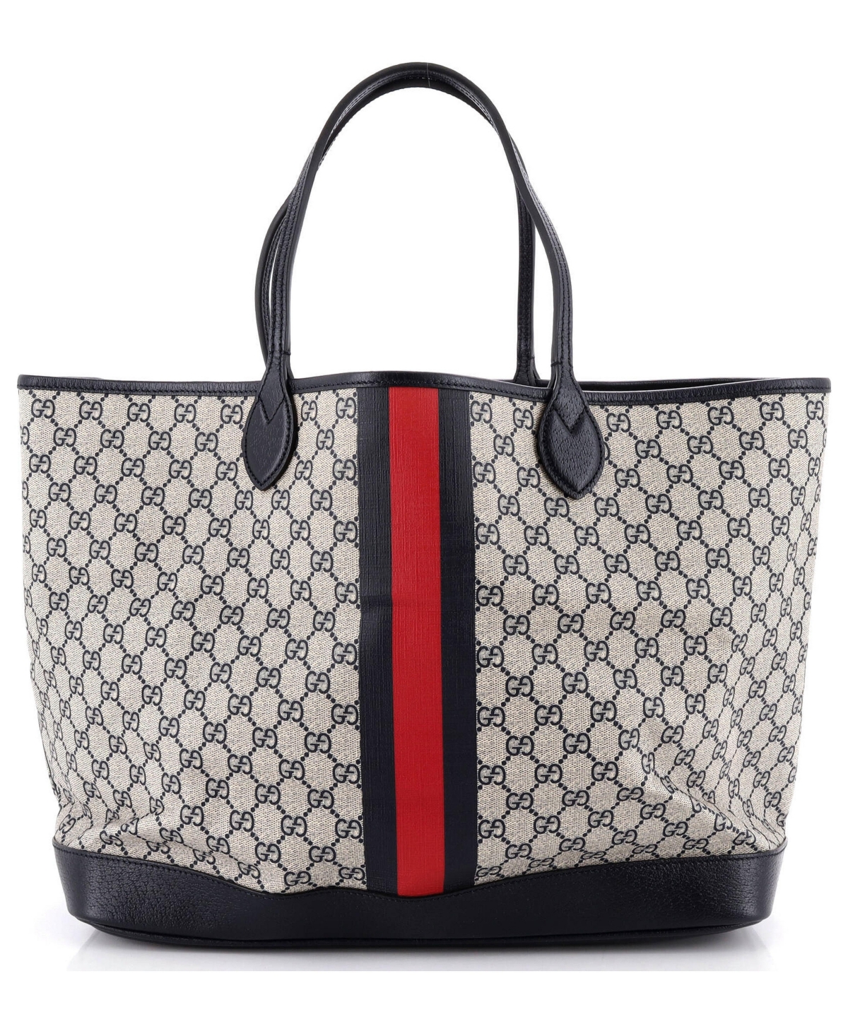 Pre-Owned Gucci Large Ophidia Open Shopping Tote Gg Coated Canvas - Black