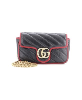 Super Mini GG Marmont Flap Bag Diagonal Quilted Leather