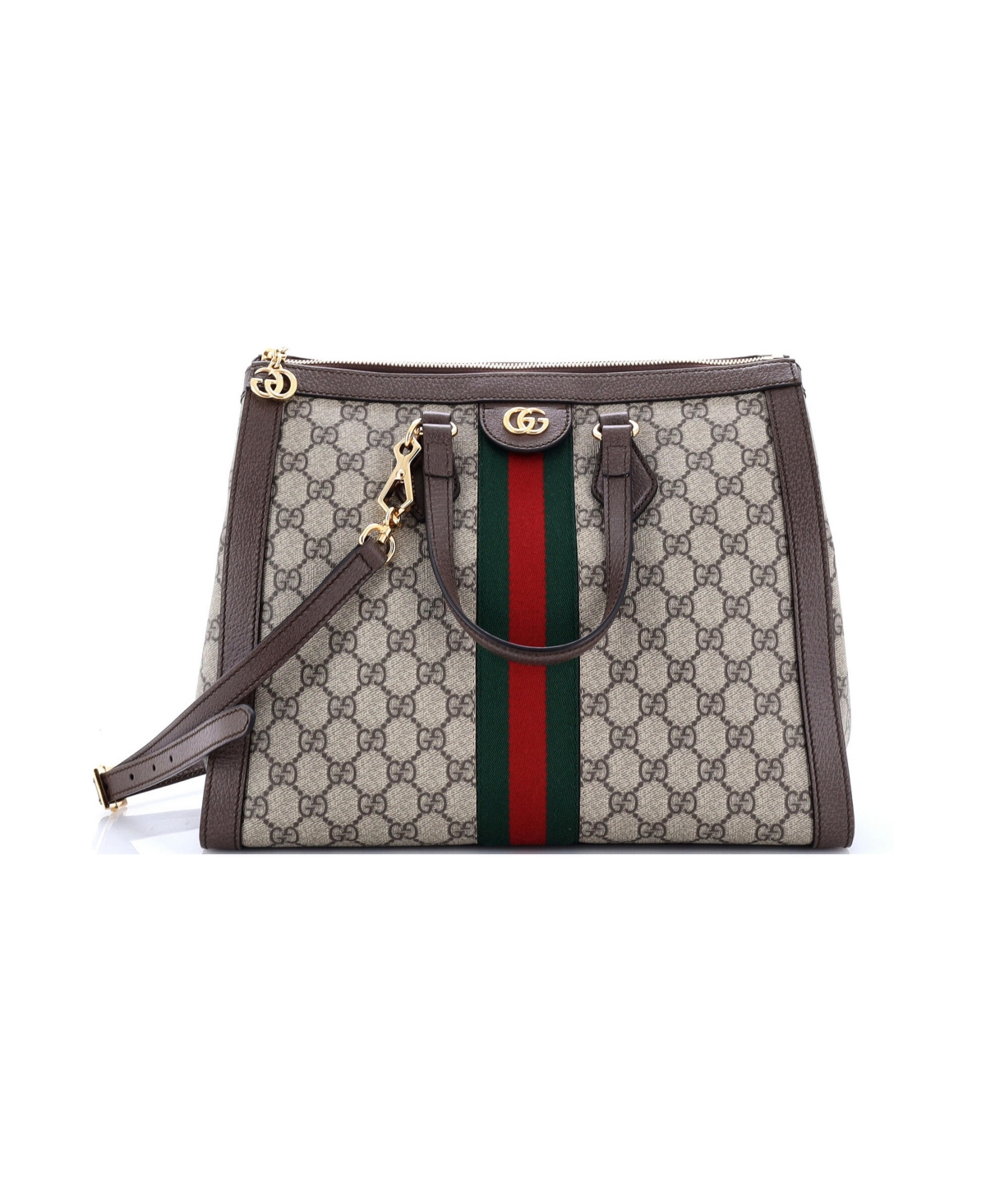 Pre-Owned Gucci Medium Ophidia Top Handle Tote Gg Coated Canvas - Brown