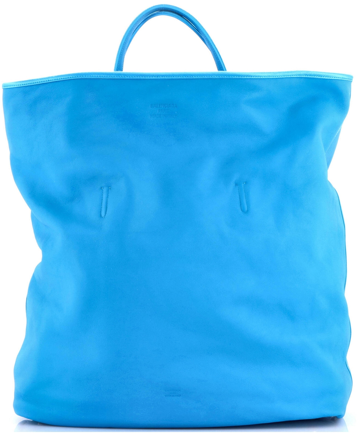 Pre-Owned Balenciaga Xl Leopold Reversible Tote Bag Satin and Leather - Blue