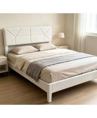 Bed Frame With Headboard, Velvet Upholstered Bed Frame Featuring RGB LED Light, Height Adjustable Headboard