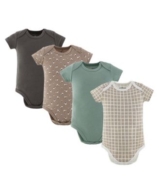 Baby Girls' Earthy Neutral Short-Sleeved Envelope Neckline Bodysuits
