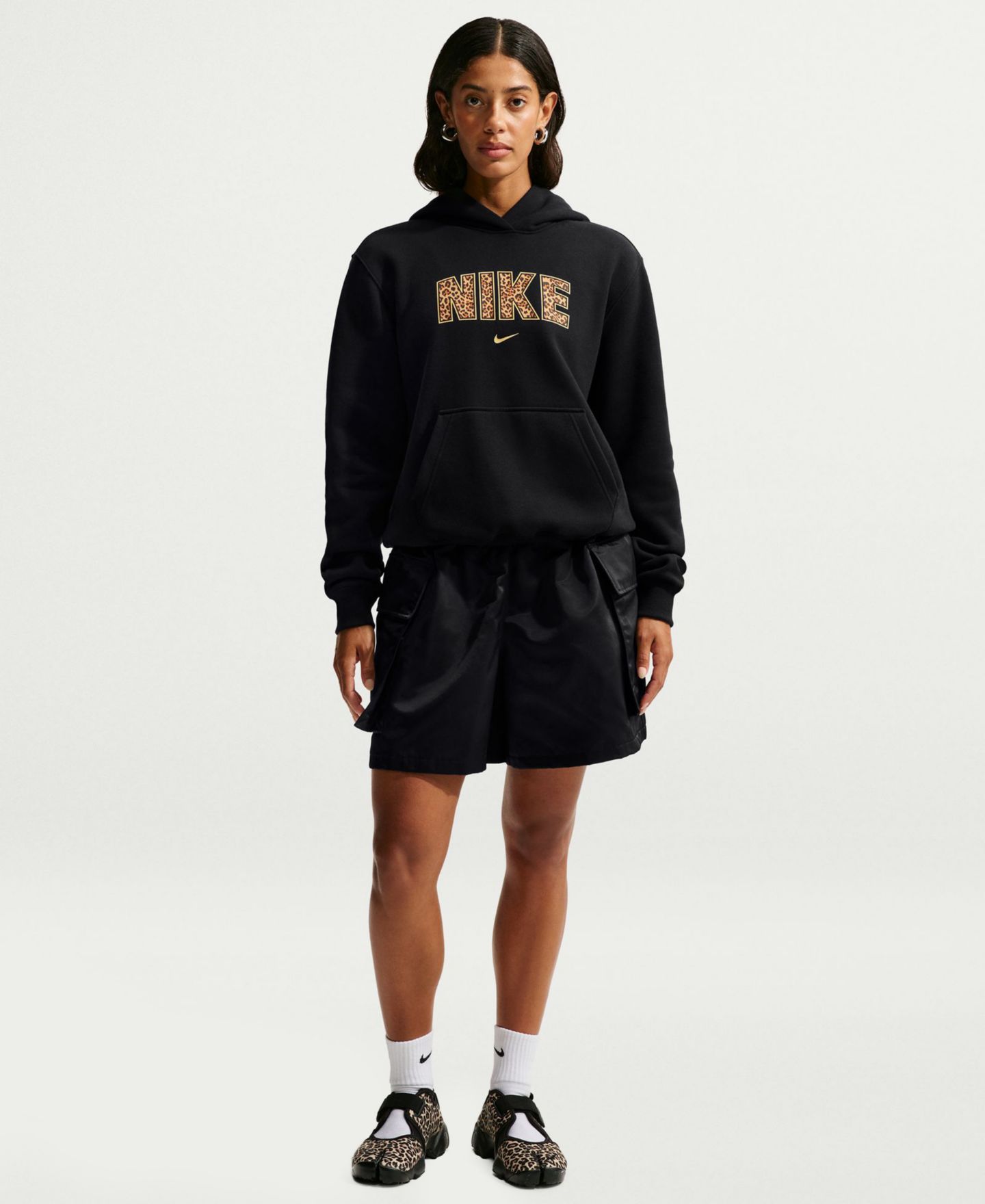 Женское худи Nike Studio Fleece Medium-Weight Pullover, цвет: Чёрный — фото 6