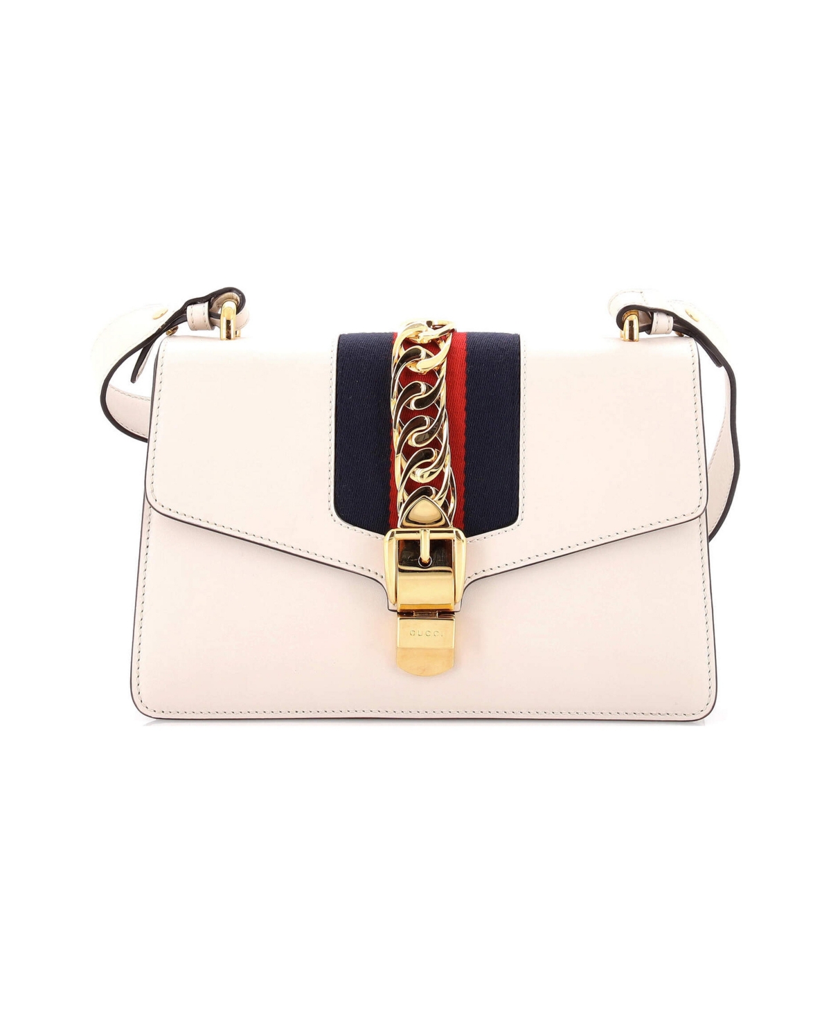Pre-Owned Gucci Small Sylvie Shoulder Bag Leather - White