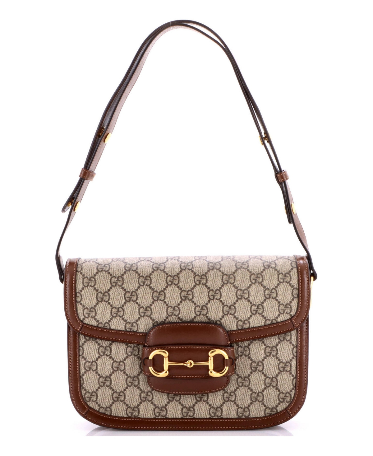Pre-Owned Gucci Small Horsebit 1955 Shoulder Bag Gg Coated Canvas with Leather - Brown