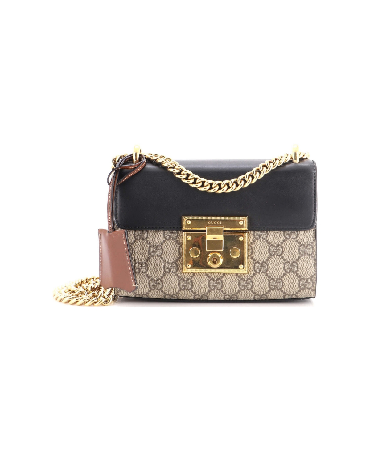 Pre-Owned Gucci Small Padlock Shoulder Bag Gg Coated Canvas and Leather - Black