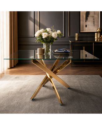 Modern Rectangular Glass Dining Table, 47.24