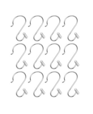 Rust-Resistant Metal Shower Curtain Hooks with T-bar end, Shower Hooks Hangers for Bathroom - Set of 12