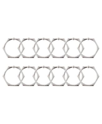 Rust-Proof Zinc Hexagon-Shaped Shower Curtain Hooks with Clasp Closure, Shower Hooks Hangers for Bathroom - Set of 12
