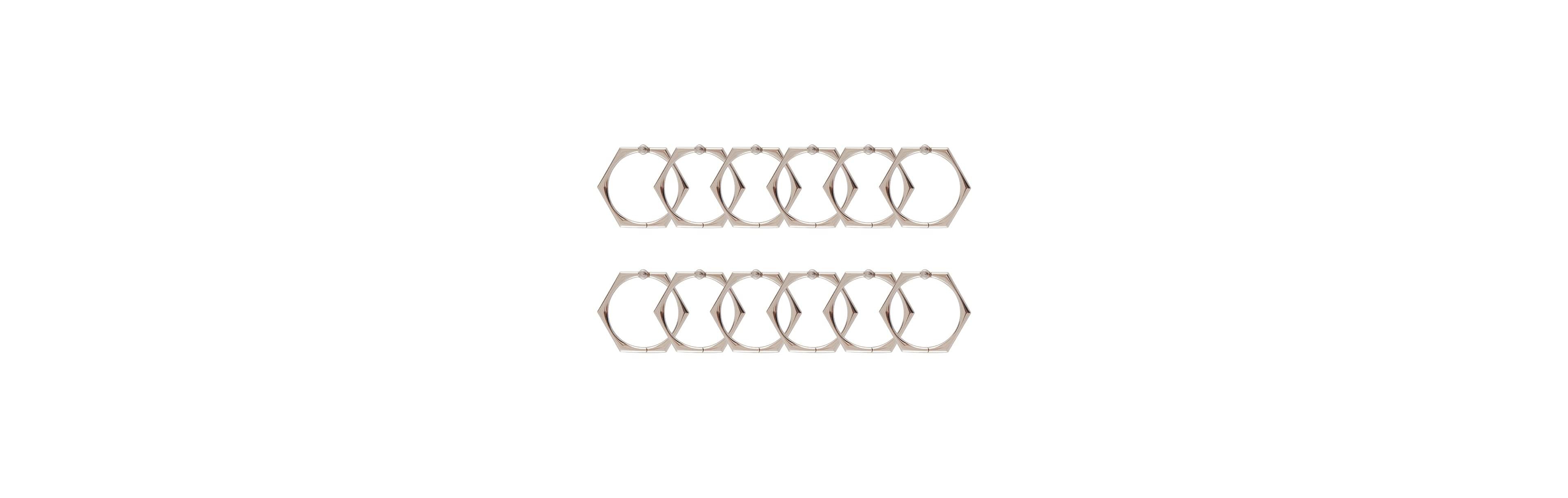 Utopia Alley Rust-Proof Zinc Hexagon-Shaped Shower Curtain Hooks with Clasp Closure, Hangers for Bathroom - Set of 12