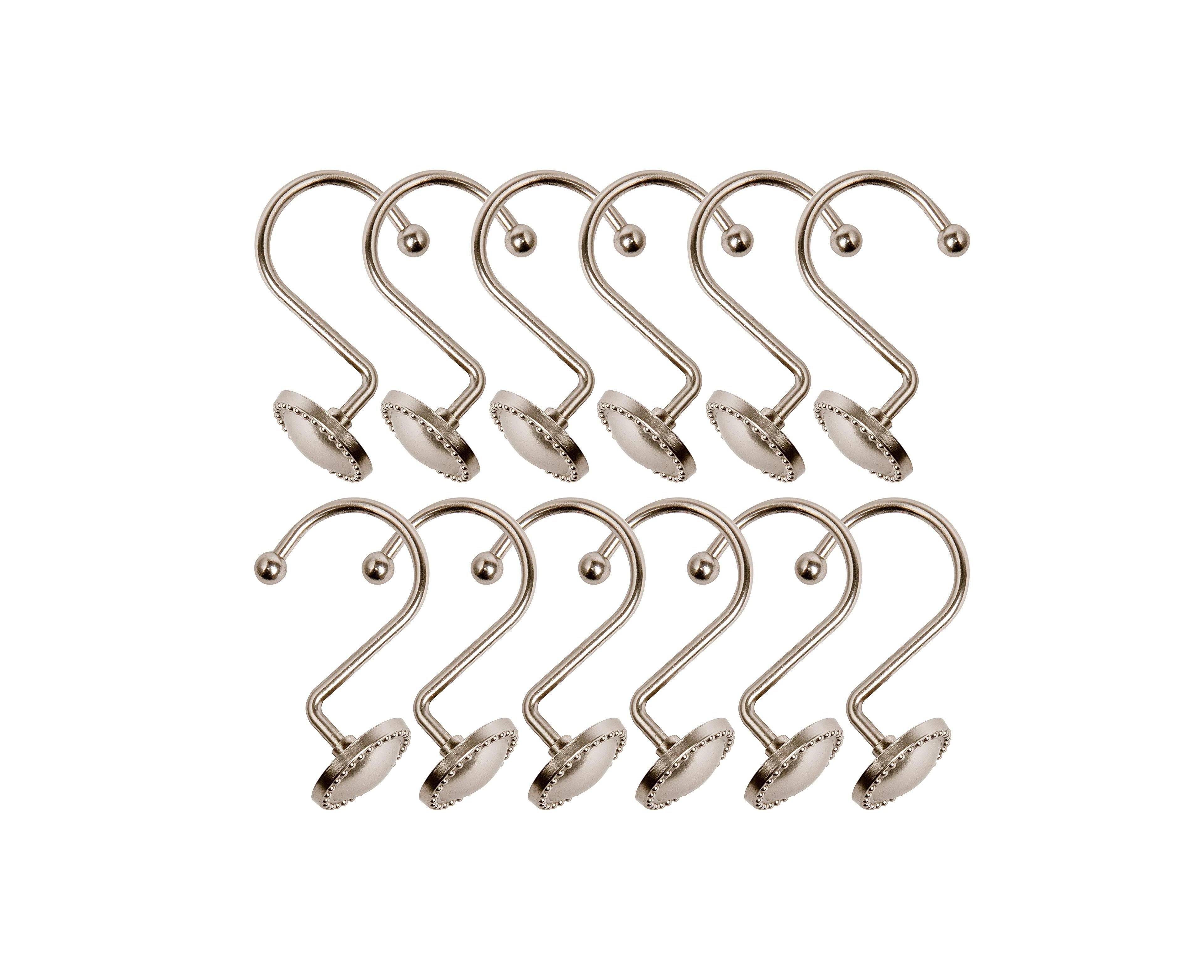 Utopia Alley Rust-Proof Zinc Shower Curtain Hooks, Hooks Hangers for Bathroom, Kitchen Utensils, Curtains, Clothing etc - Set of 12