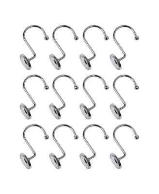 Rust-Proof Zinc Shower Curtain Hooks, Shower Hooks Hangers for Bathroom, Kitchen Utensils, Curtains, Clothing etc - Set of 12