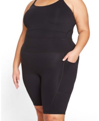 Plus Size Next-to-Naked High-Waisted Mid-Thigh Biker Shorts, 8" Inseam