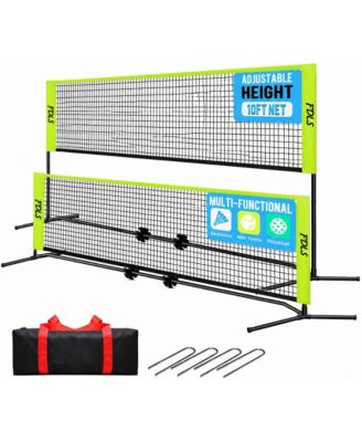 10ft Portable Adjustable Height Badminton Pickleball Net With Carry Bag Easy Setup