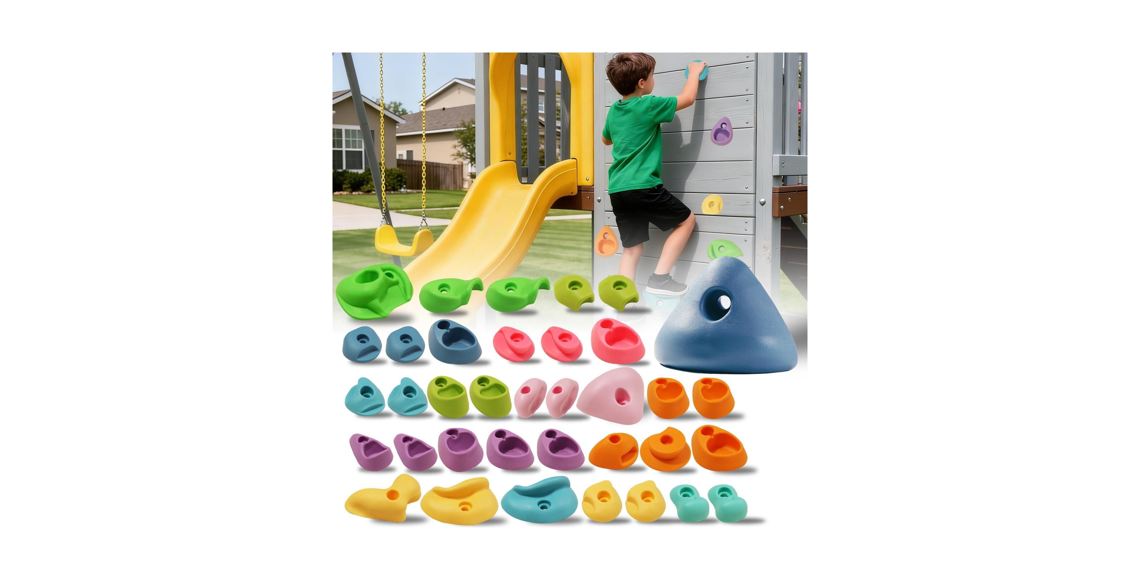 Aofar 36 Rock Climbing Holds Wall Grips Kit Indoor Outdoor Playground Set With Hardware