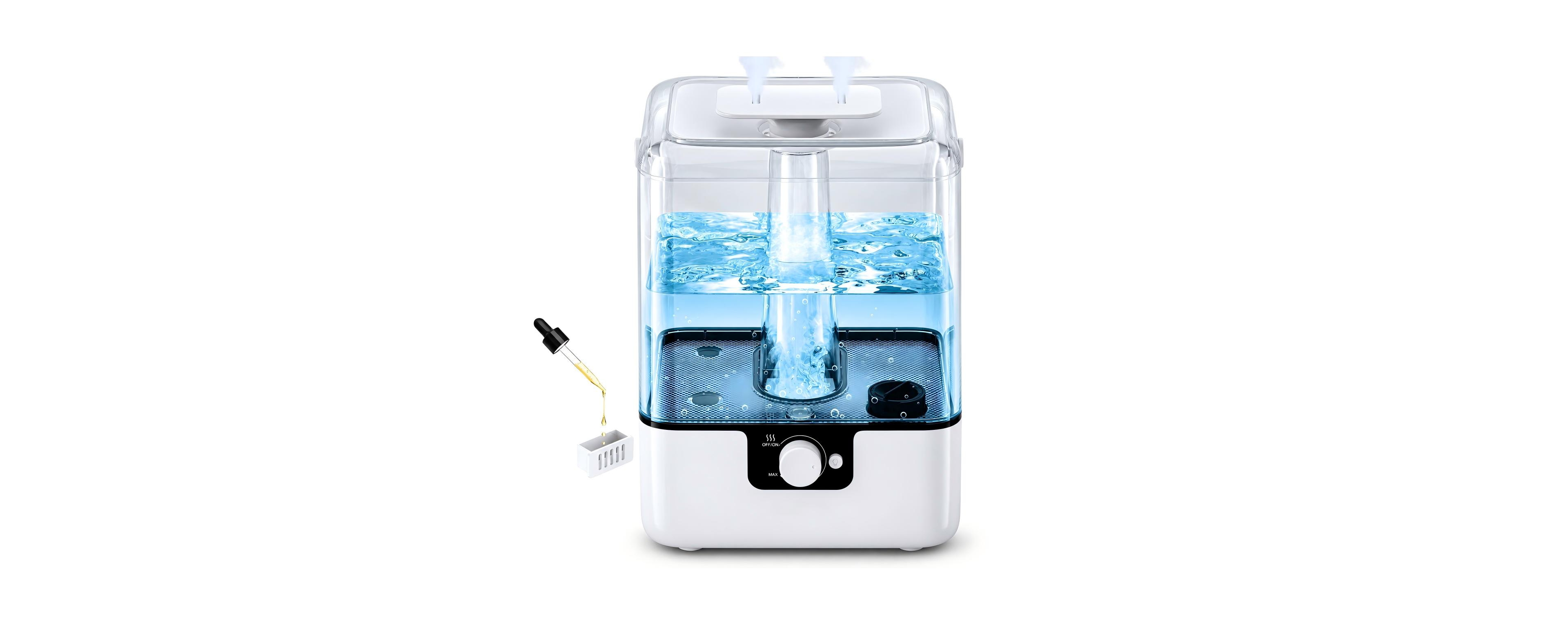 Cold Mist Humidifier for Home with 1.58 gal Tank, 26 dB Sleeping Mode Humidifier with Oil Diffuser for Bedroom, Up to 50 Hours Use