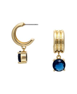 Sapphire Cubic Zirconia Hoop Drop Earrings