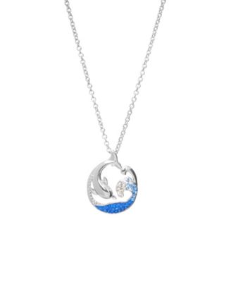 Silver-Tone Crystal Wave Pendant Necklace