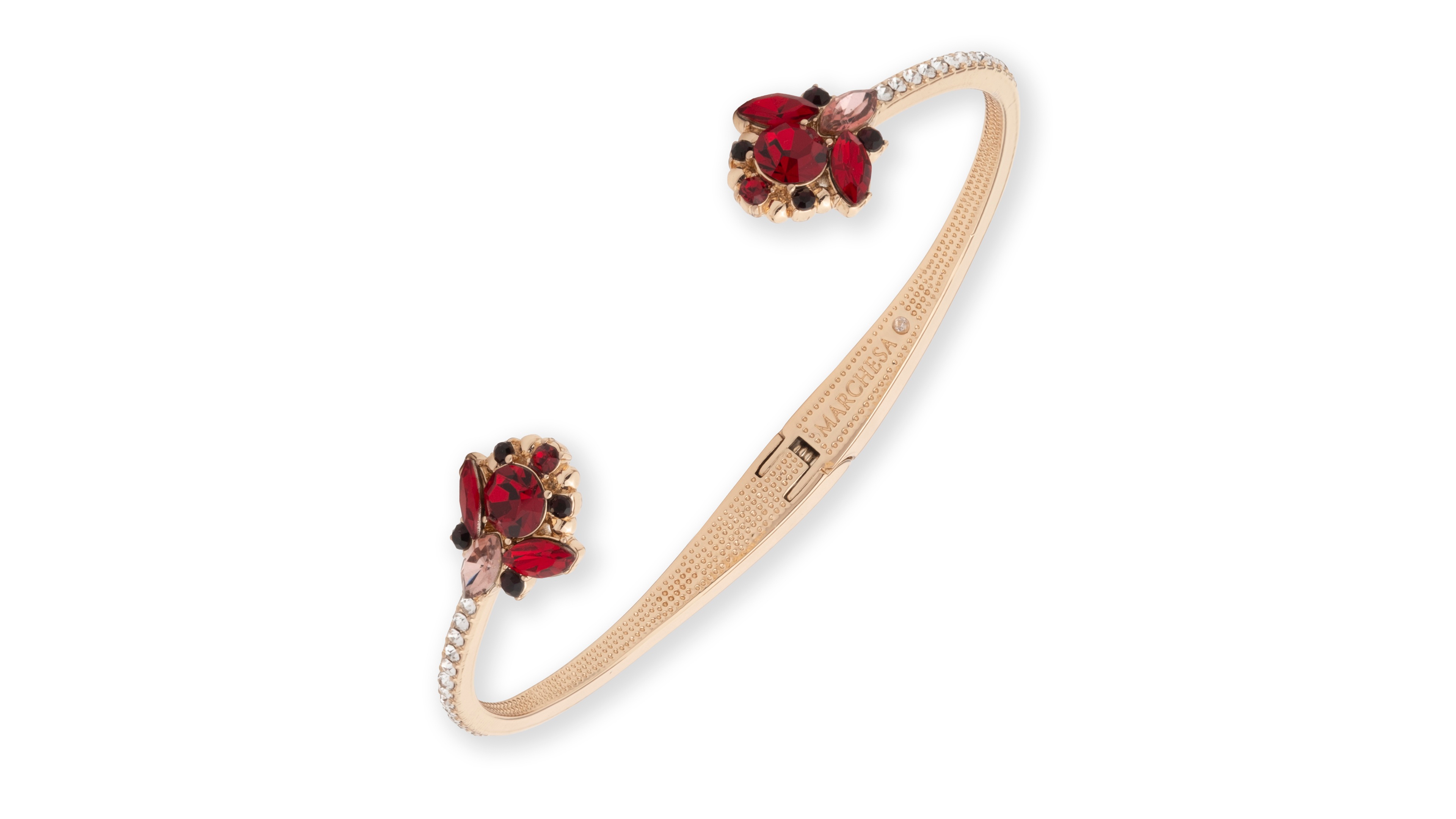 Marchesa Gold-Tone Crystal Floral Cuff Bracelet