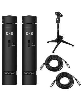 C-2 Dark Ed Studio Condenser Mic, Pair, with 2x Stand and XLR Cable
