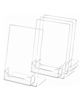 LOWKING 12 Pack Acrylic Sign Holder Slanted Paper Display Stand For ...