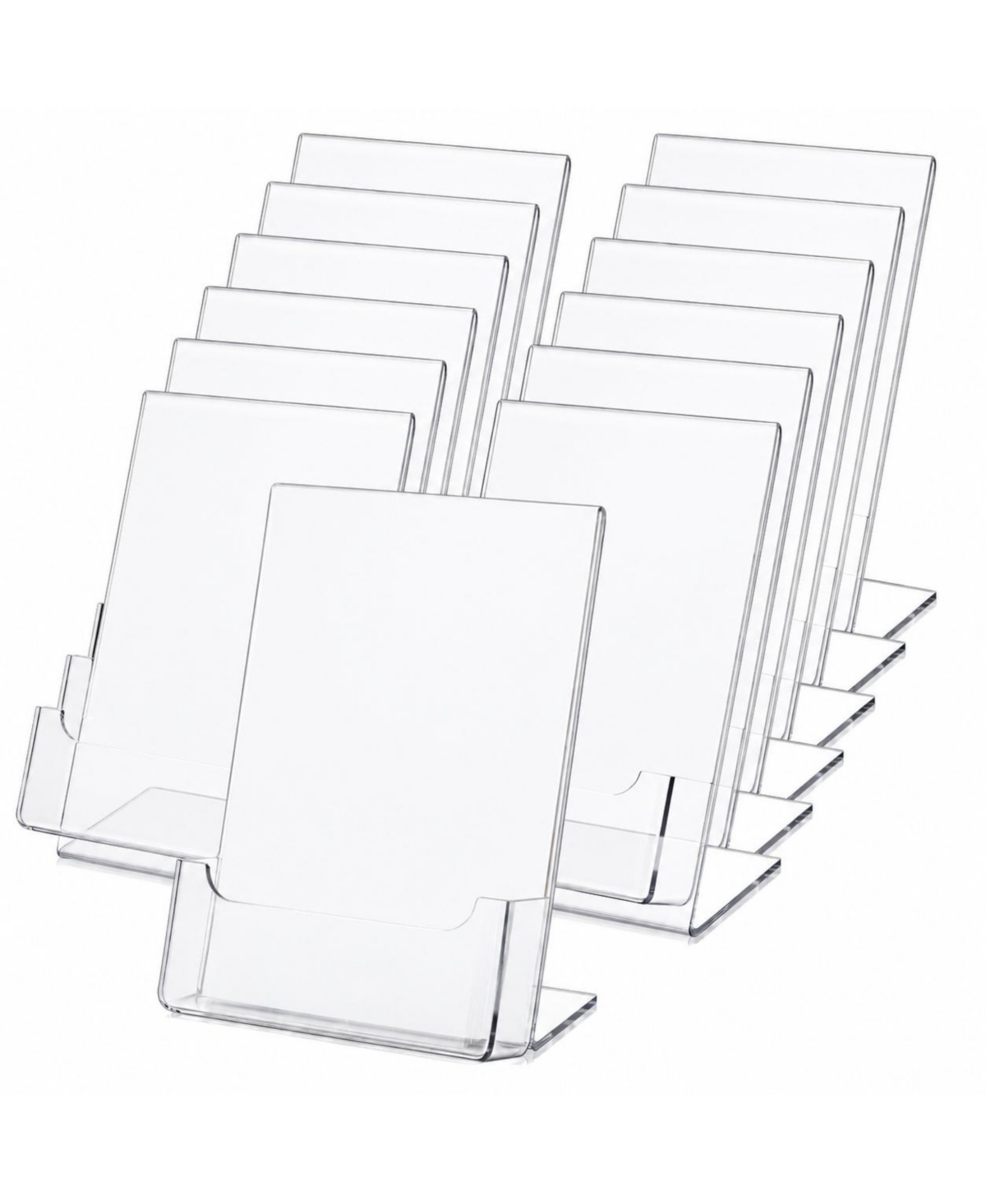Lowking Acrylic Slanted Sign Holders With Business Card Pocket Clear Display Stands - Transparent