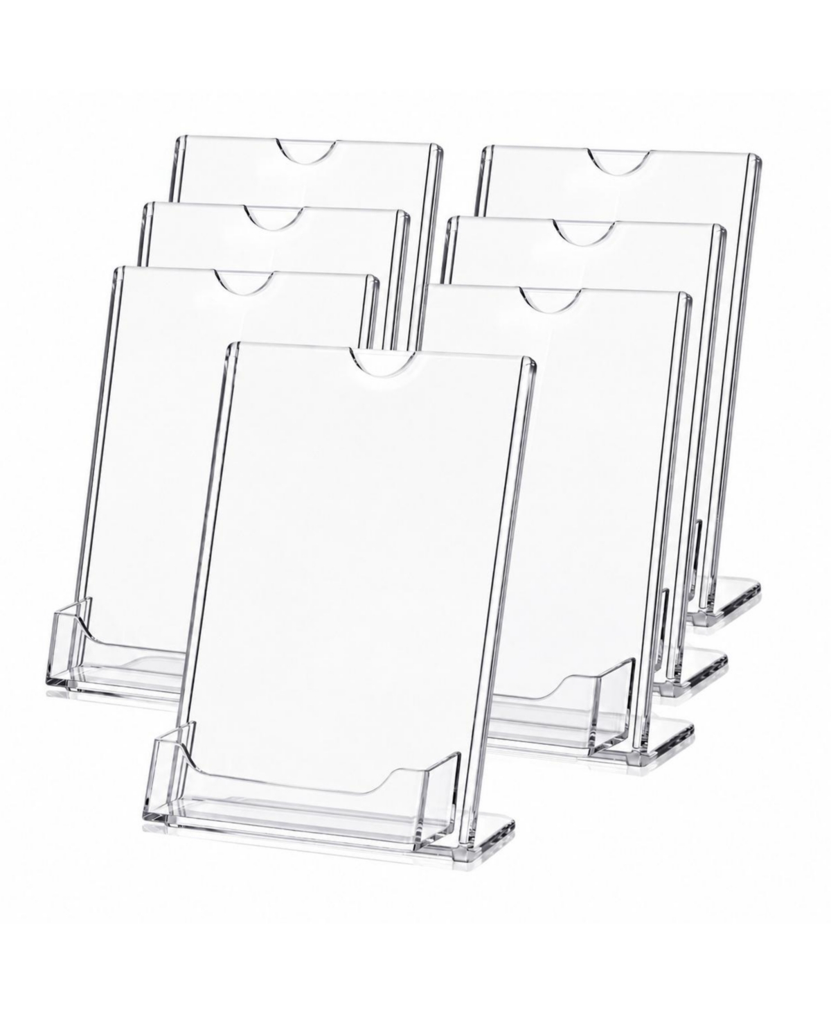 Lowking Acrylic Slanted Sign Holders With Business Card Pocket Clear Display Stands - Default