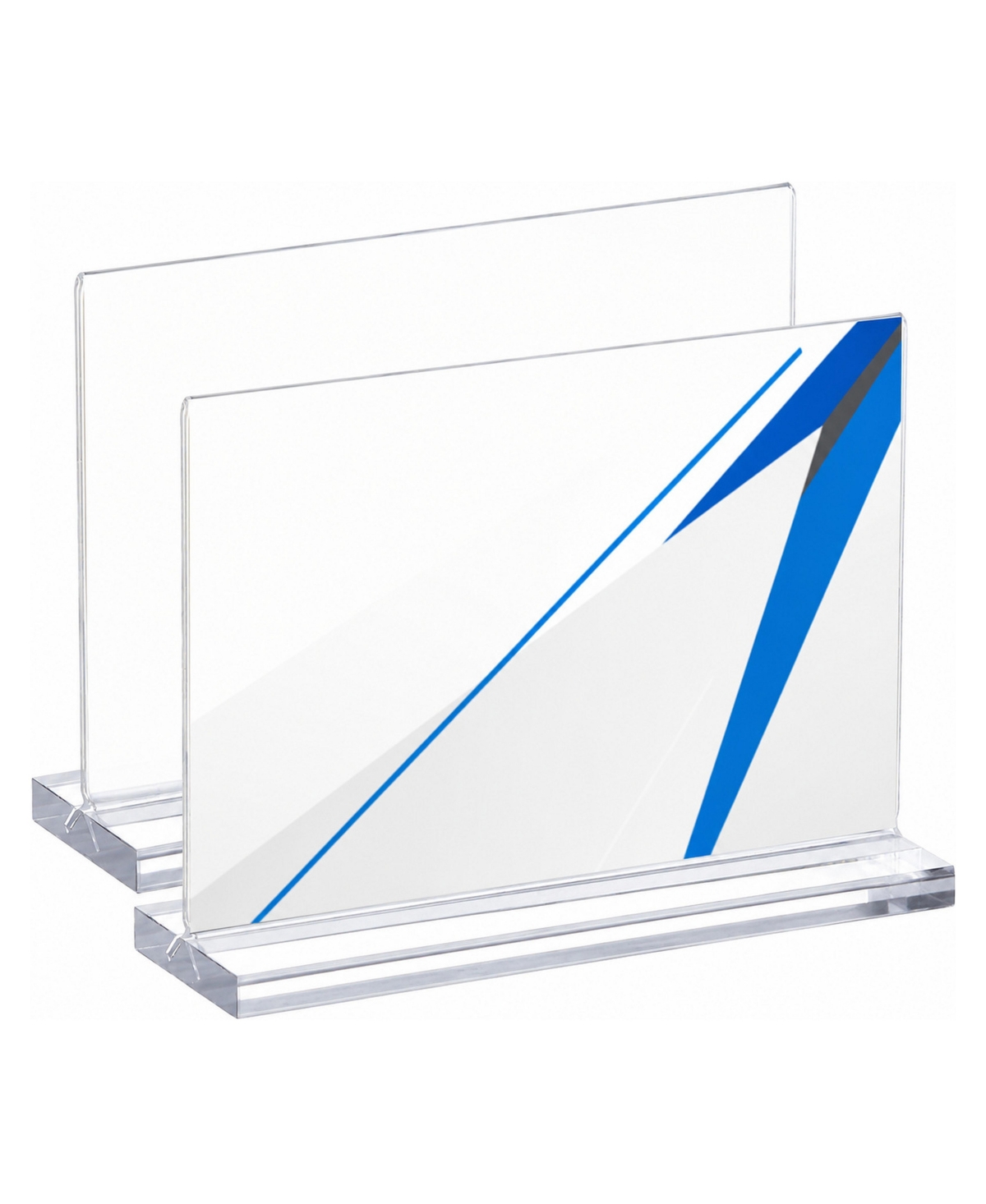 Lowking 2 Pack Acrylic Sign Holder Horizontal T Shaped Table for Office Restaurant Store, Display Stand - Default