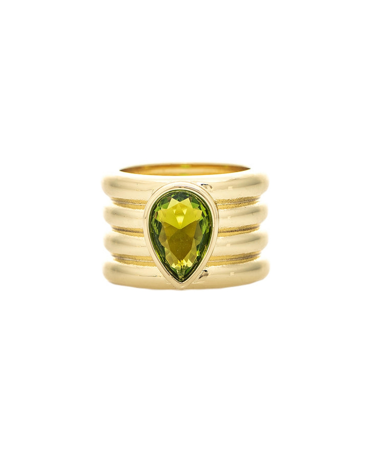 Rivka Friedman Pear-Shaped Bezel Set Cubic Zirconia Statement Ring - Green