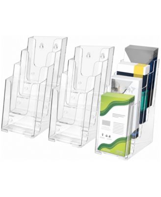3 Pack 4 Tier Clear Brochure Holder Literature Pamphlet Display Stand