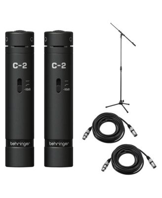 C-2 Dark Ed Studio Condenser Mic, Pair, With 2x Stand and 2x XLR Cable