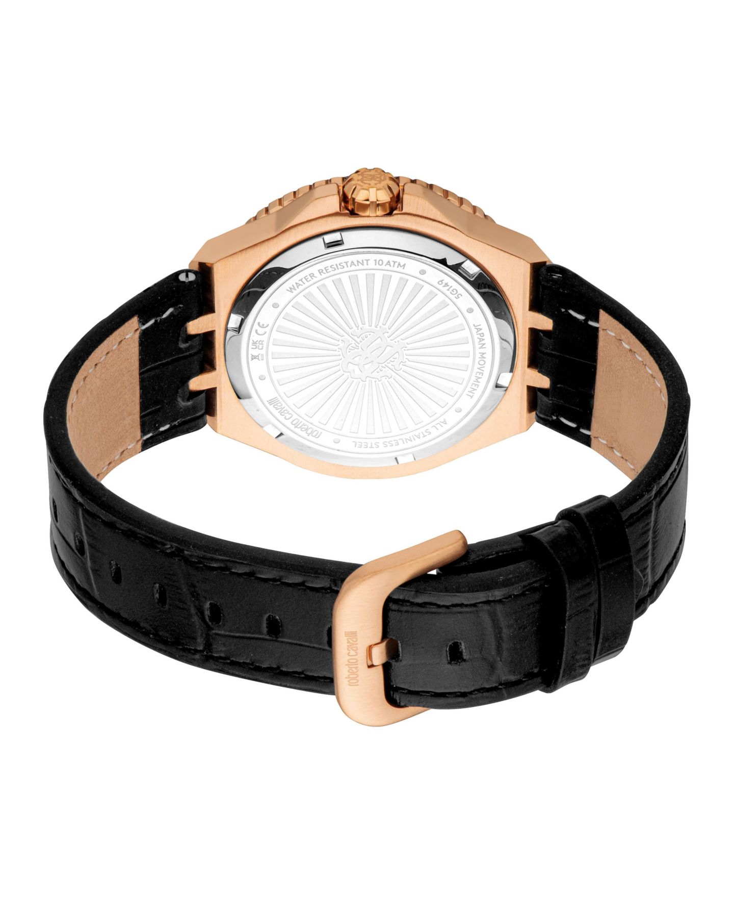Мужские часы Roberto Cavalli Quartz Leather Strap Watch, цвет: Розовый — фото 2