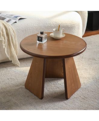23.23" Round Wood Side Table with Three Slanted Legs
