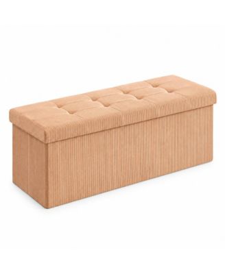 43 in Corduroy Storage Ottoman Bench with 35 Gal Interior, Apricot