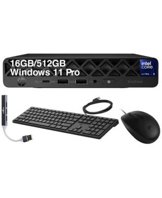 ProDesk 4 Mini G1i Desktop (Ultra 5-235T, 16GB, 512GB SSD, Built-In AI NPU, Dual DP, WiFi 6E, BT 5.3, Win11Pro) with USB Hub
