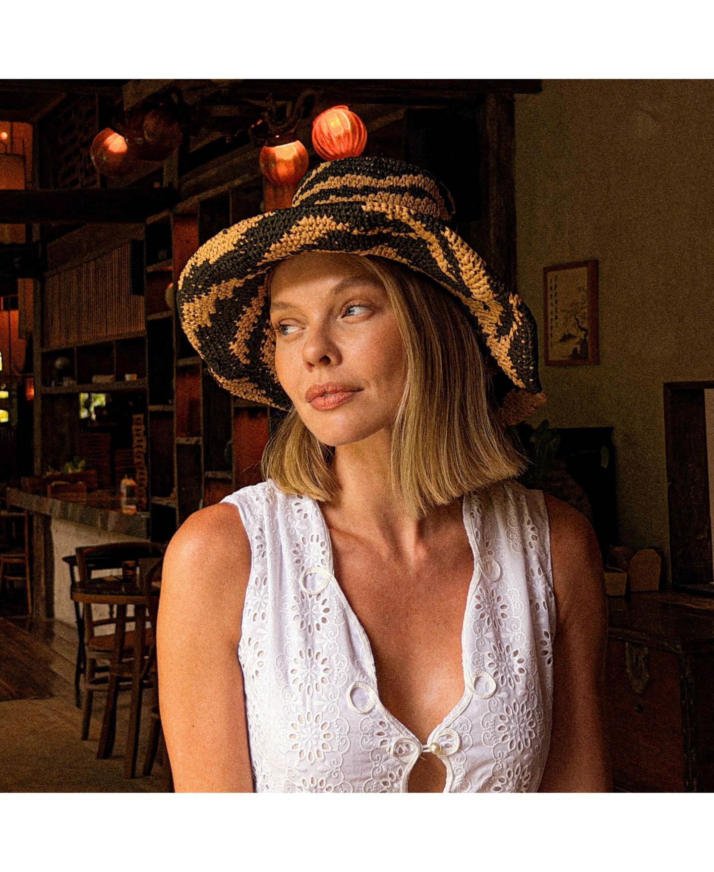 Женский головной убор Brunna.co The Zenda Wide Brim Raffia Rancher Hat, цвет: Чёрный — фото 5