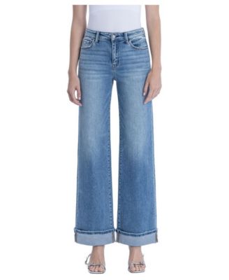 Women's High-Rise Wide-Leg Cuffed Jeans