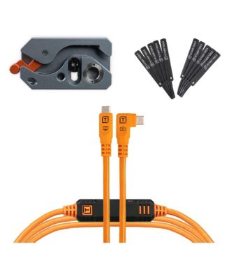 LeverLock Plus Optima 10G TetherBoost USB-C Right-Angle Tripod Plate with Cable for Cameras