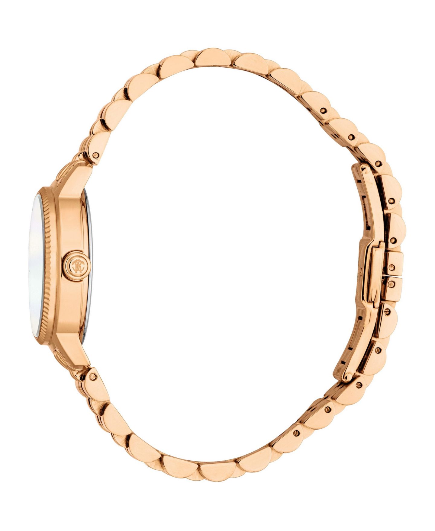 Женские часы Roberto Cavalli Water-Resistant Quartz Rose Gold Stainless Steel Bracelet Watch, 28mm, цвет: Розовый — фото 3