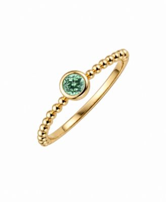 Green Sapphire Round Cut Bezel Stackable Ring (1/4 ct. t.w.) in 14k Gold