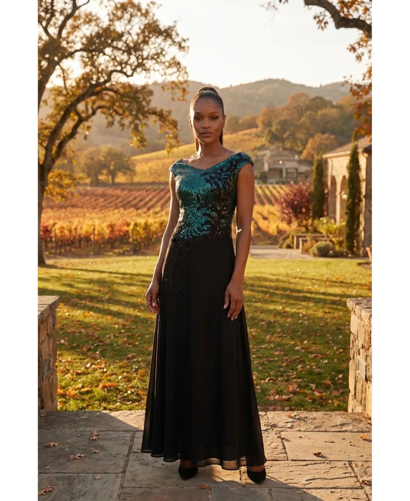 Женское платье Luna Fashion House Greta Floor-Length Sequin Floral-Applique Gown — фото 10